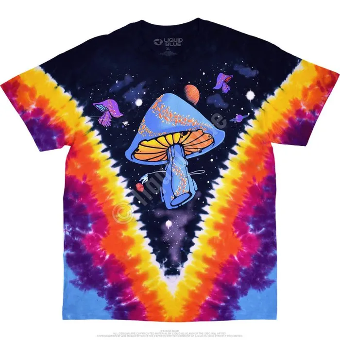 Liquid Blue TShirt Men Space Shrooms TieDye TShirt