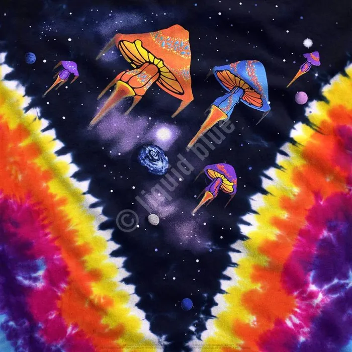 Liquid Blue TShirt Men Space Shrooms TieDye TShirt