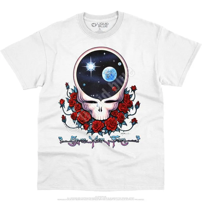 Liquid Blue TShirt Men Space Your Face White TShirt