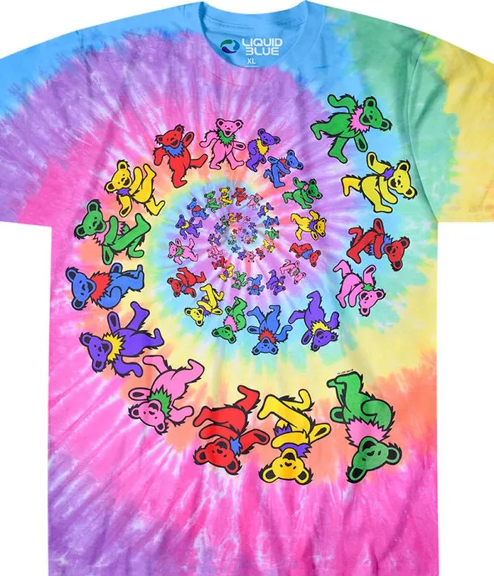 Liquid Blue TShirt Men Spiral Bears TieDye TShirt