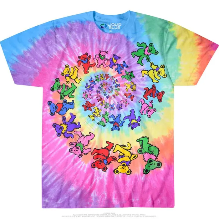 Liquid Blue TShirt Men Spiral Bears TieDye TShirt
