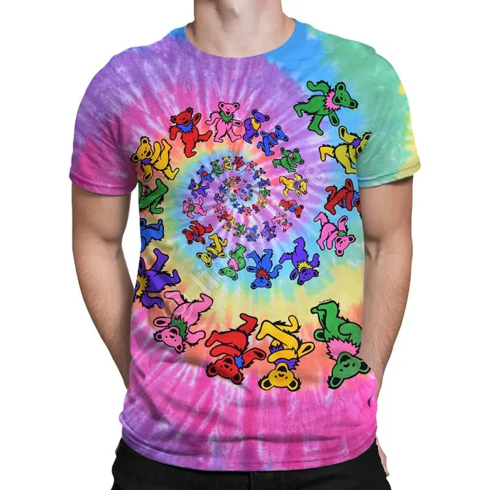 Liquid Blue TShirt Men Spiral Bears TieDye TShirt