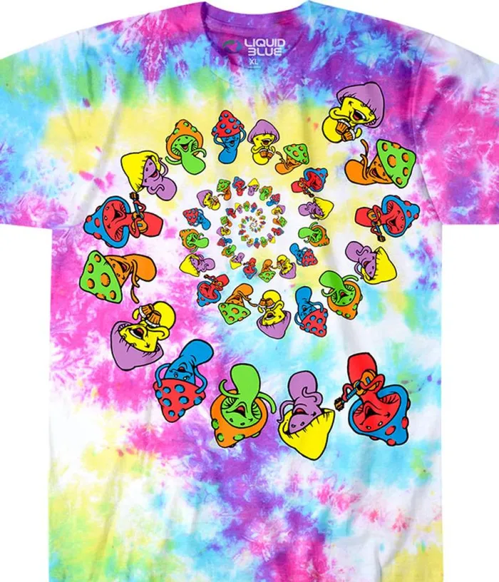 Liquid Blue TShirt Men Spiral Shrooms TieDye TShirt
