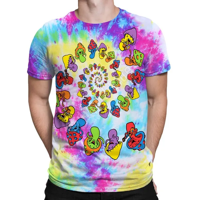 Liquid Blue TShirt Men Spiral Shrooms TieDye TShirt
