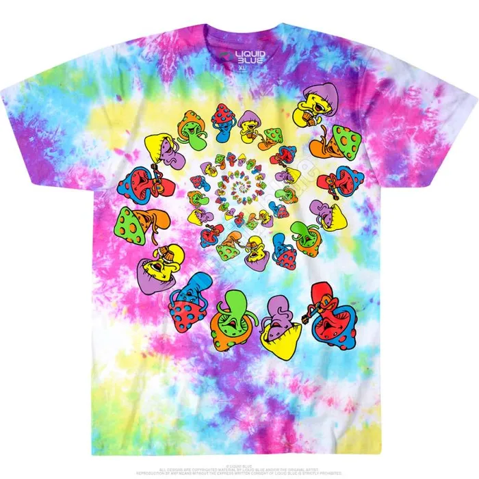 Liquid Blue TShirt Men Spiral Shrooms TieDye TShirt