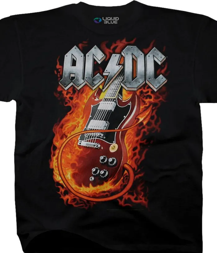 Liquid Blue TShirt Men Thunderstruck Black TShirt