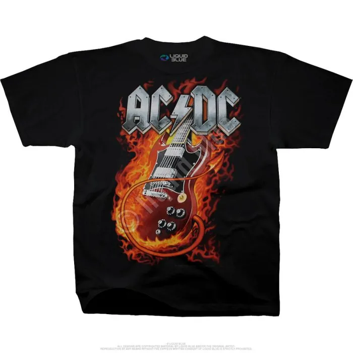 Liquid Blue TShirt Men Thunderstruck Black TShirt