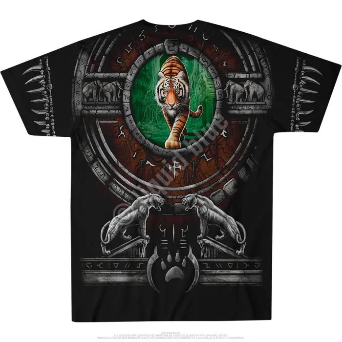 Liquid Blue TShirt Men Tribal Tiger Black TShirt