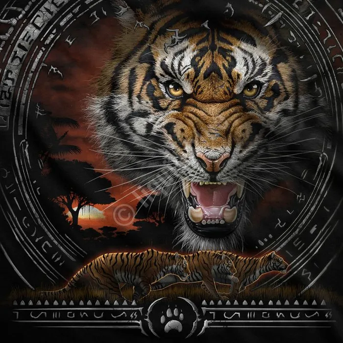 Liquid Blue TShirt Men Tribal Tiger Black TShirt