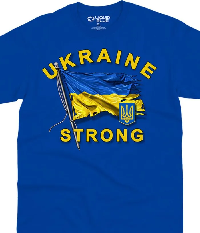 Liquid Blue TShirt Men Ukraine Strong Royal TShirt
