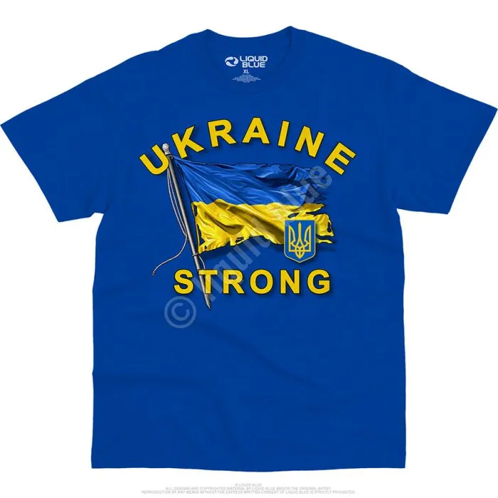 Liquid Blue TShirt Men Ukraine Strong Royal TShirt