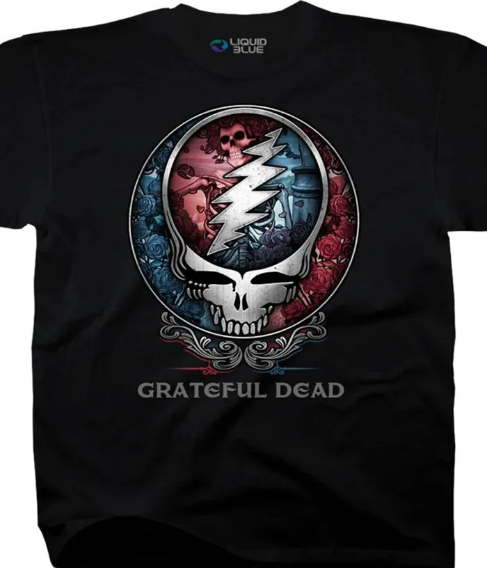 Liquid Blue TShirt Men USA Distressed SYF Black TShirt