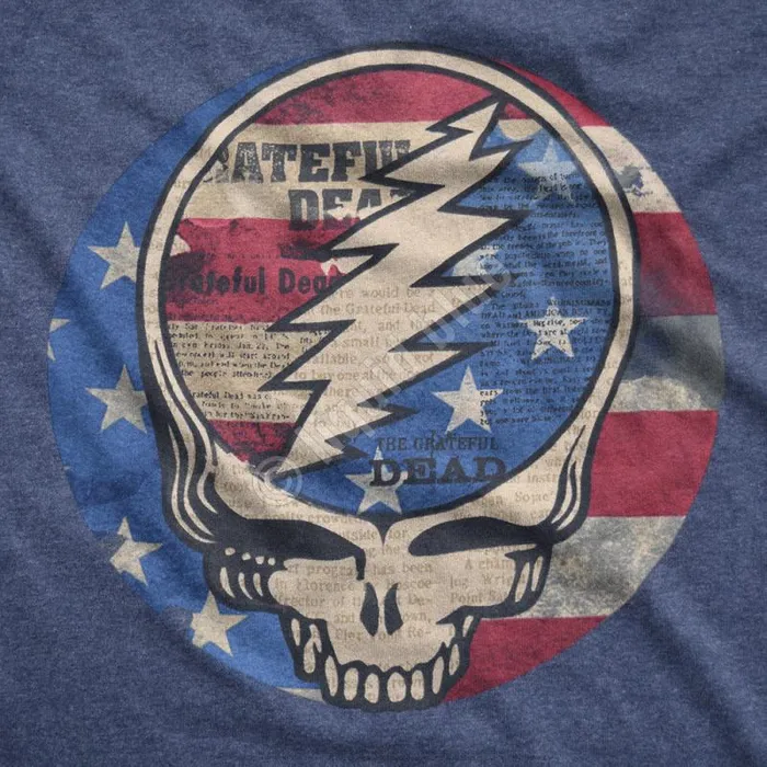Liquid Blue TShirt Men USA Distressed SYF Blue Heather PolyCotton TShirt