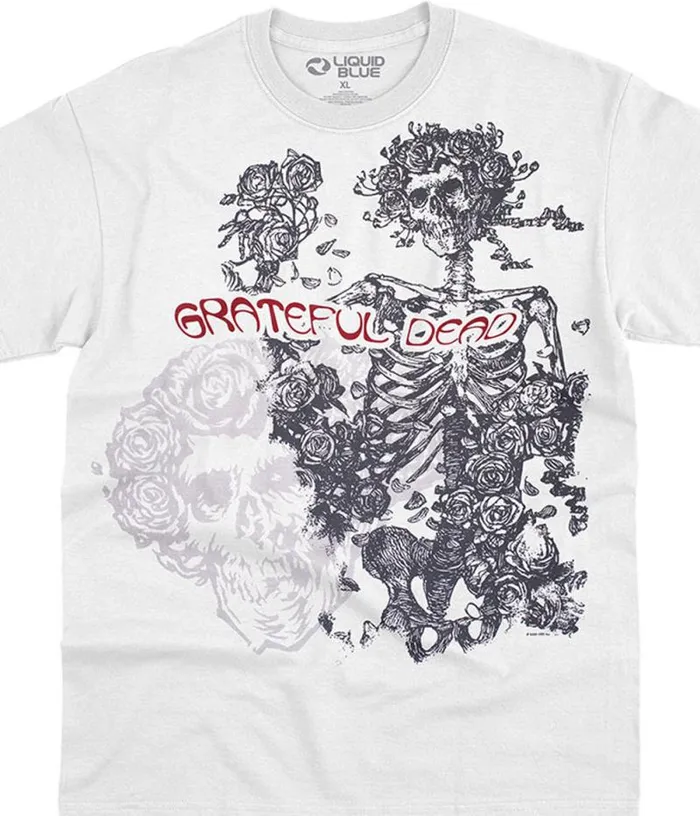 Liquid Blue TShirt Men Woodcut Redux White TShirt