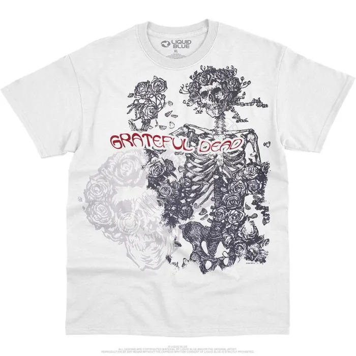 Liquid Blue TShirt Men Woodcut Redux White TShirt
