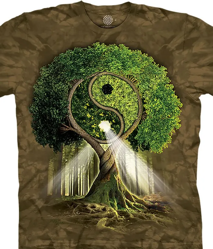 Liquid Blue TShirt Men Yin Yang Tree Classic Cotton TShirt