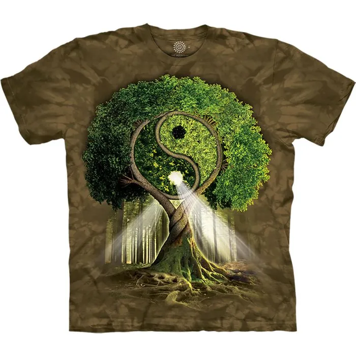 Liquid Blue TShirt Men Yin Yang Tree Classic Cotton TShirt