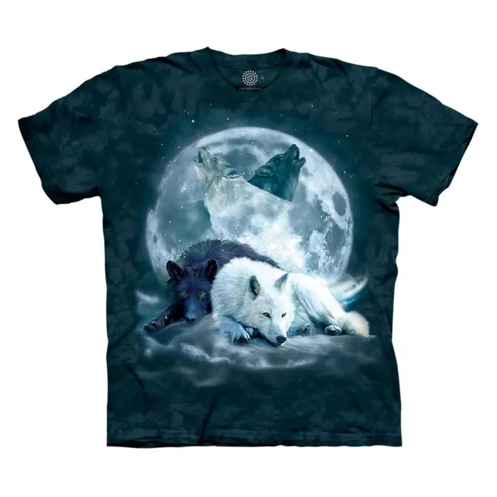 Liquid Blue TShirt Men Yin Yang Wolf Mates Classic Cotton TShirt