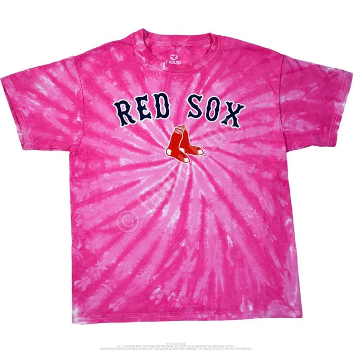 Liquid Blue Youth Kids Boston Red Sox Youth Pink Spiral TieDye TShirt
