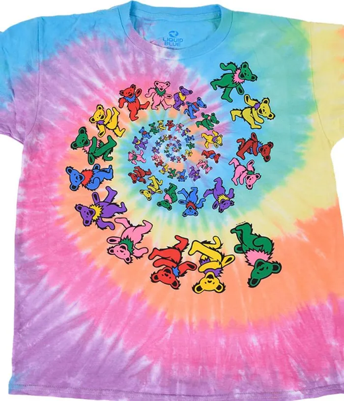 Liquid Blue Youth Kids Spiral Bears Youth TieDye TShirt