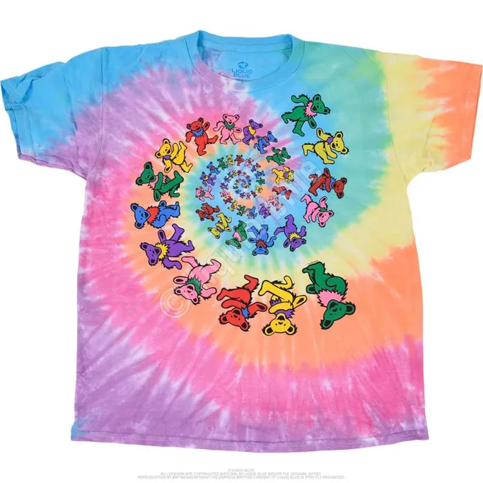 Liquid Blue Youth Kids Spiral Bears Youth TieDye TShirt