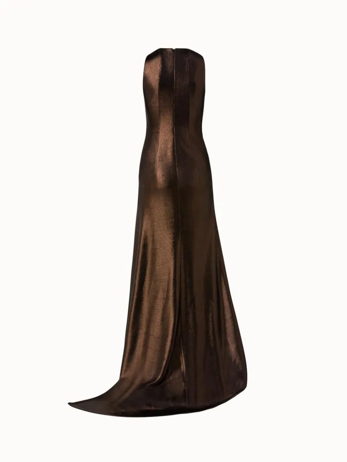 Liquid Jersey Wrap Style Dress Copper Women Akris Dresses