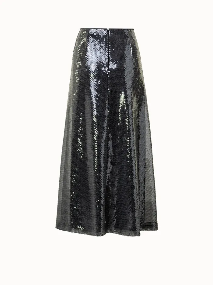 Liquid Sequins Midi Skirt Black Women Akris Skirts