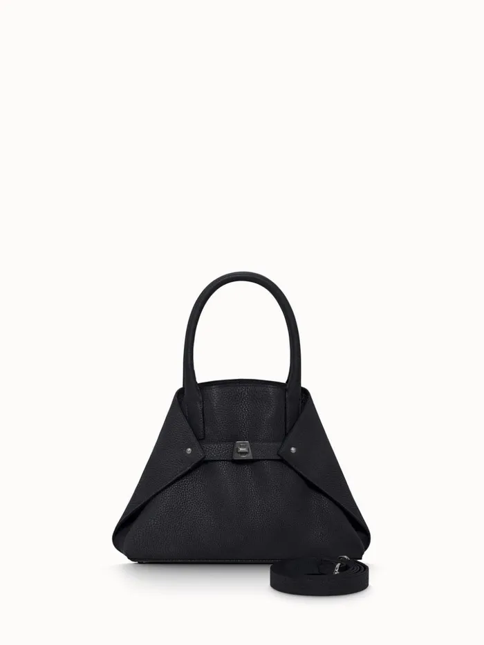 Little Ai Messenger Bag In Cervocalf Leather Black Women Akris Top Handle Bags