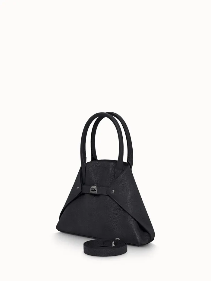 Little Ai Messenger Bag In Cervocalf Leather Black Women Akris Top Handle Bags