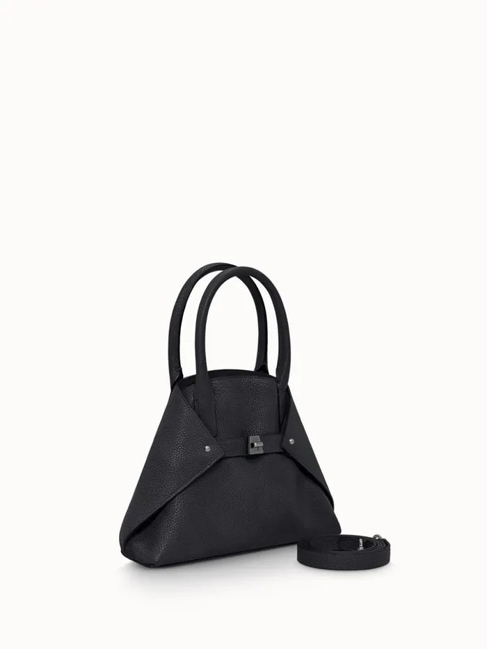 Little Ai Messenger Bag In Cervocalf Leather Black Women Akris Top Handle Bags