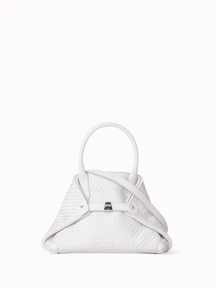 Little Ai Top Handle Bag In Woven Leather Ecru Women Akris Crossbody Bags