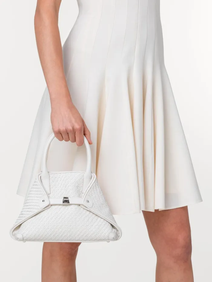 Little Ai Top Handle Bag In Woven Leather Ecru Women Akris Crossbody Bags