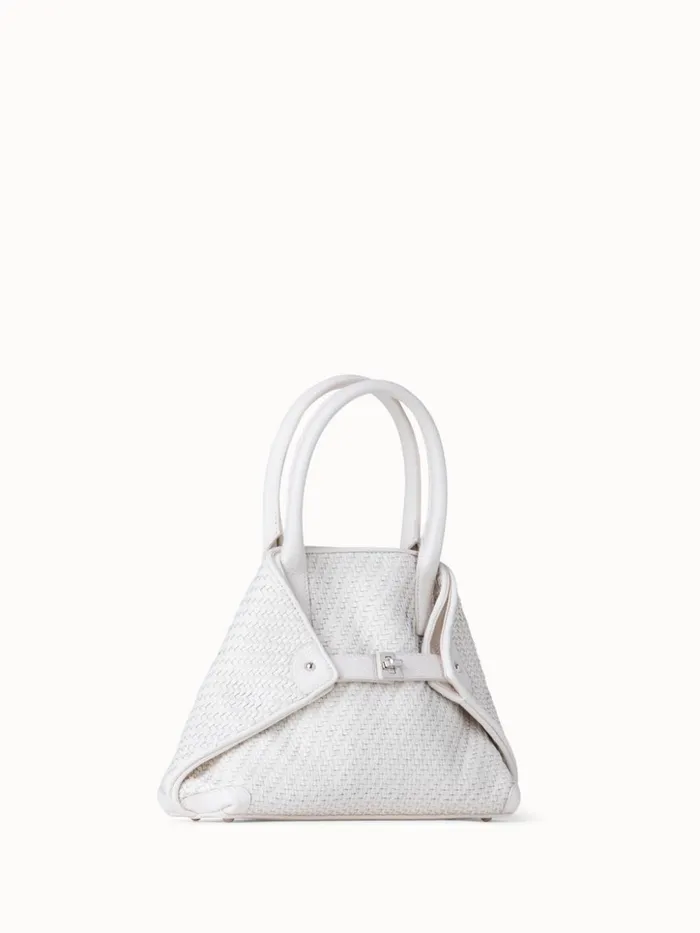 Little Ai Top Handle Bag In Woven Leather Ecru Women Akris Crossbody Bags