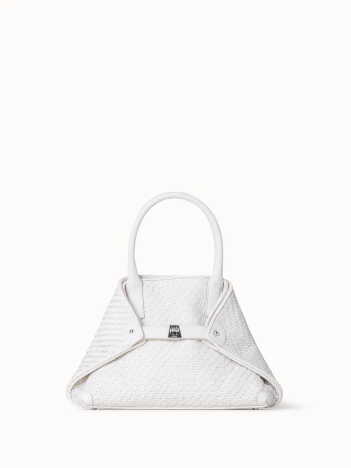Little Ai Top Handle Bag In Woven Leather Ecru Women Akris Crossbody Bags