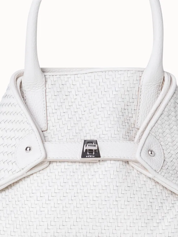 Little Ai Top Handle Bag In Woven Leather Ecru Women Akris Crossbody Bags