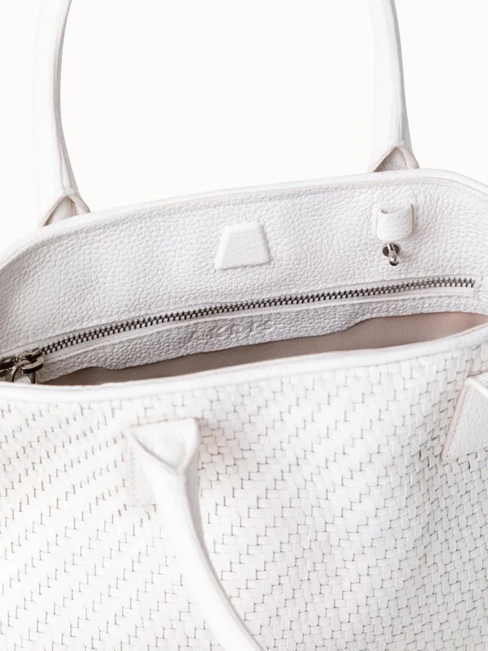 Little Ai Top Handle Bag In Woven Leather Ecru Women Akris Crossbody Bags