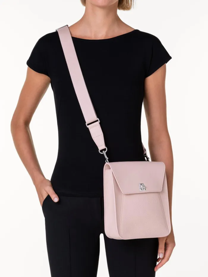 Little Anouk Messenger In Calf Leather Pale Rose Women Akris Crossbody Bags