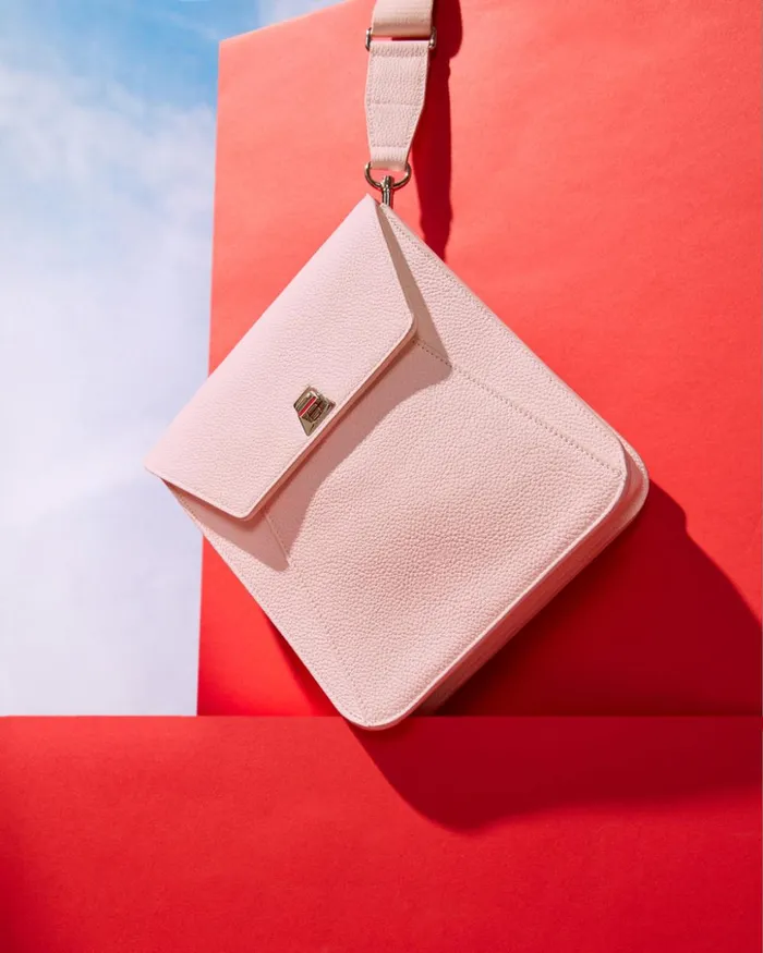 Little Anouk Messenger In Calf Leather Pale Rose Women Akris Crossbody Bags