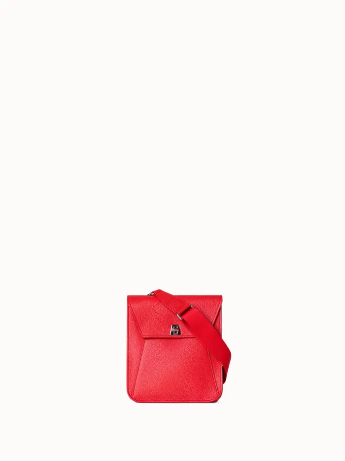 Little Anouk Messenger In Calf Leather Scarlet Women Akris Messenger Bags