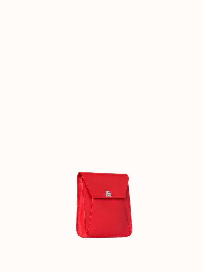 Little Anouk Messenger In Calf Leather Scarlet Women Akris Messenger Bags