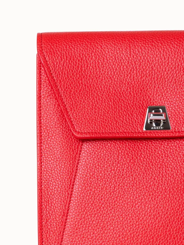 Little Anouk Messenger In Calf Leather Scarlet Women Akris Messenger Bags