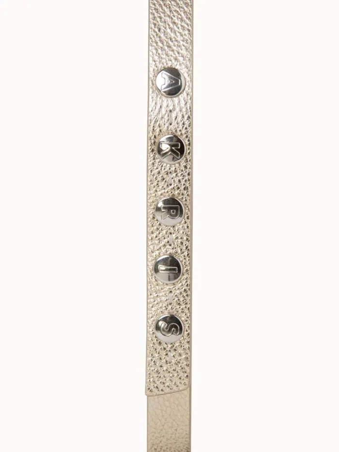 Logo Press Studs Fine Leather Belt Gold Women Akris Belts