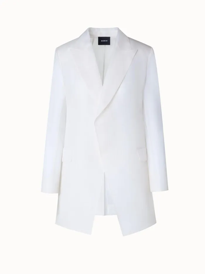 Long Tailored Silk Jacket With SemiSheer Sleeves Ecru Women Akris Jackets