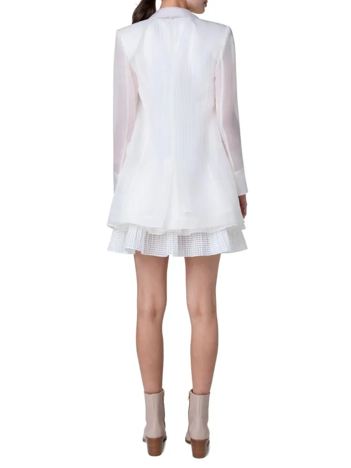 Long Tailored Silk Jacket With SemiSheer Sleeves Ecru Women Akris Jackets