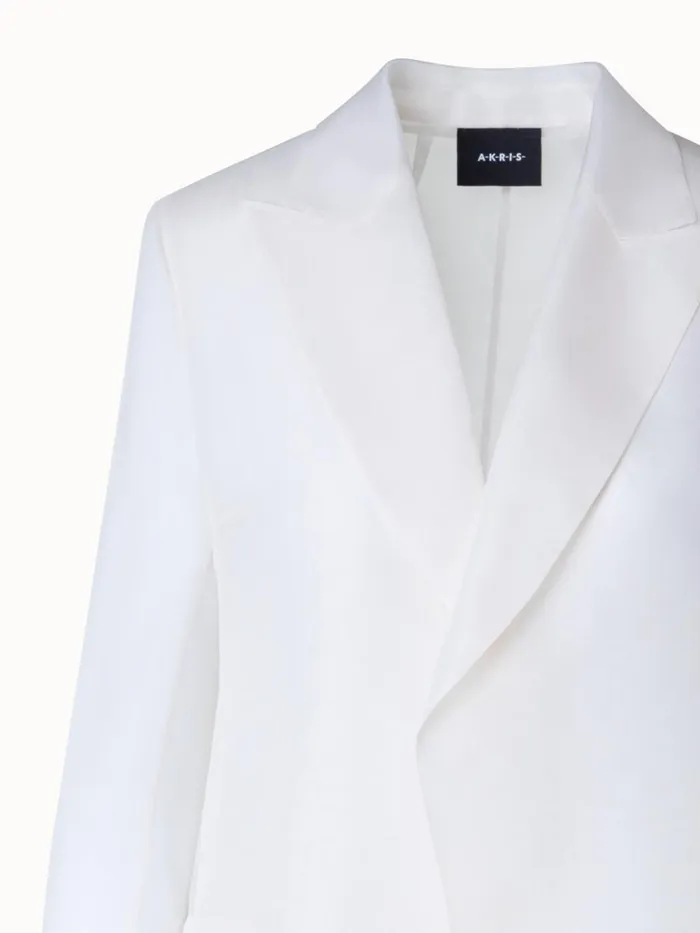 Long Tailored Silk Jacket With SemiSheer Sleeves Ecru Women Akris Jackets