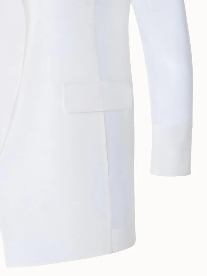 Long Tailored Silk Jacket With SemiSheer Sleeves Ecru Women Akris Jackets
