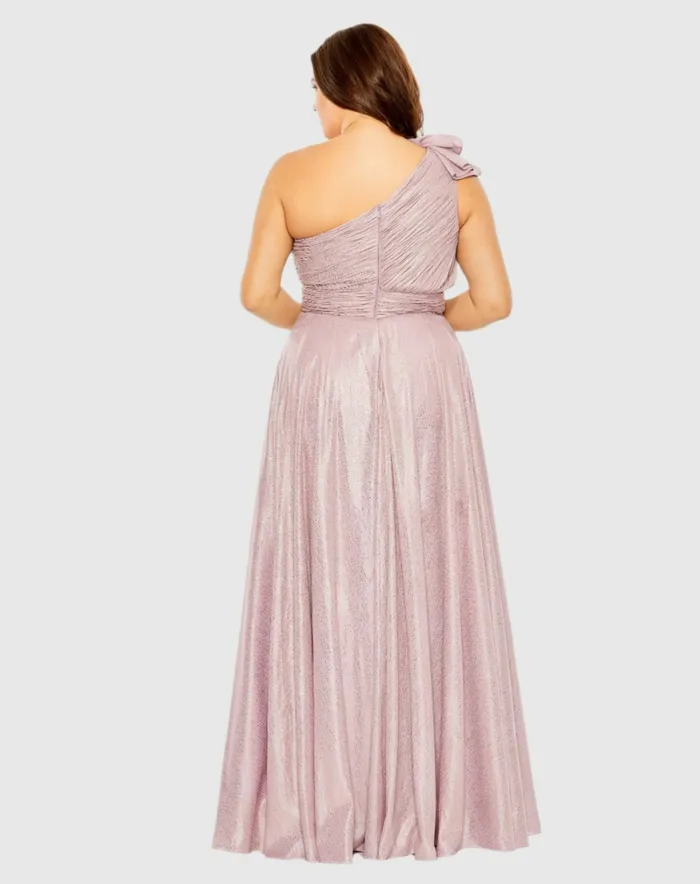 Mac Duggal Plus Size Dresses Women Floral Detail One Shoulder Gown Plus Lilac
