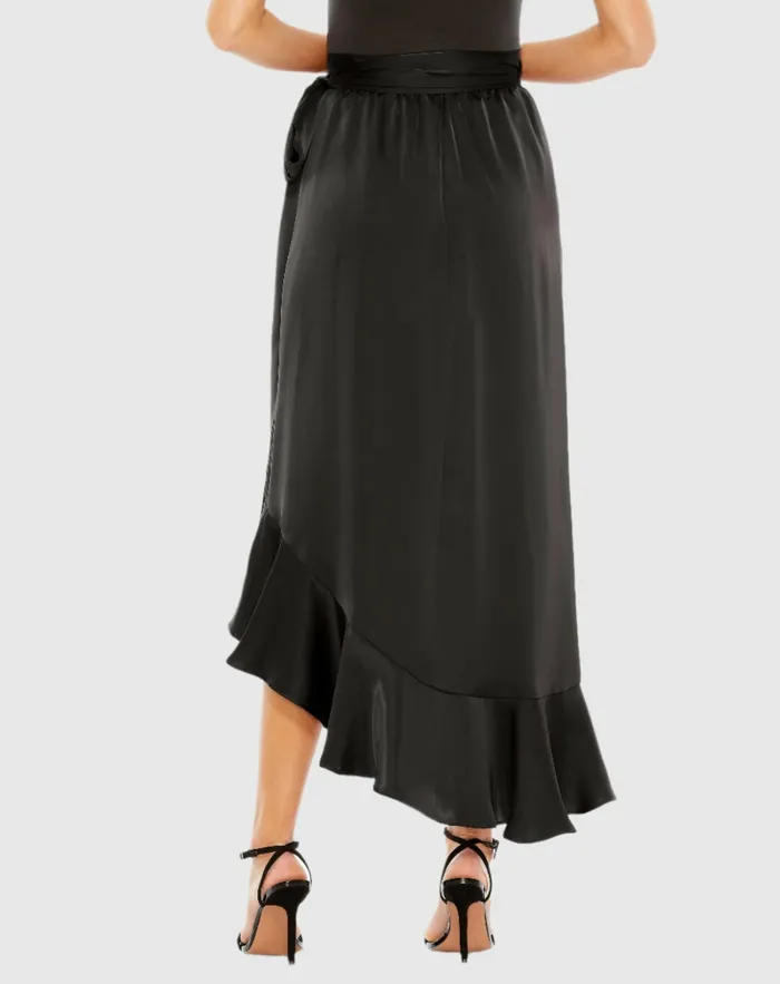 Mac Duggal Skirts Women Satin HiLow Evening Wrap Skirt 8211 FINAL SALE Black