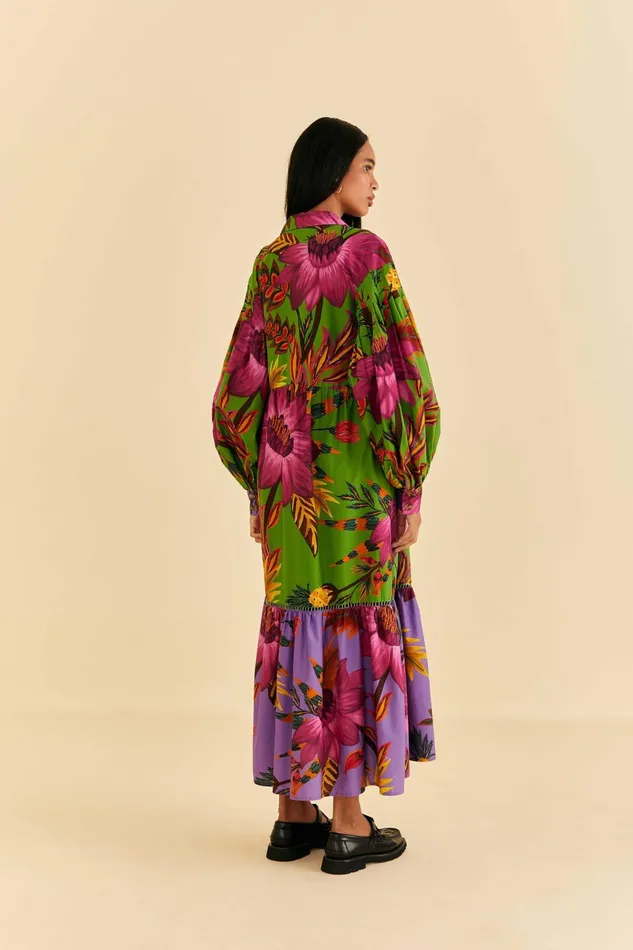Maxi Flowers Organic Cotton Maxi Dress Women Farm Rio Maxi Dresses