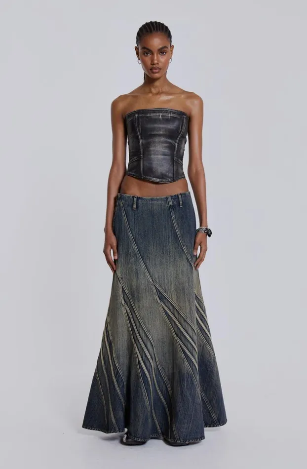 Maxi Skirts Women Jaded London Celadon Denim Maxi Skirt